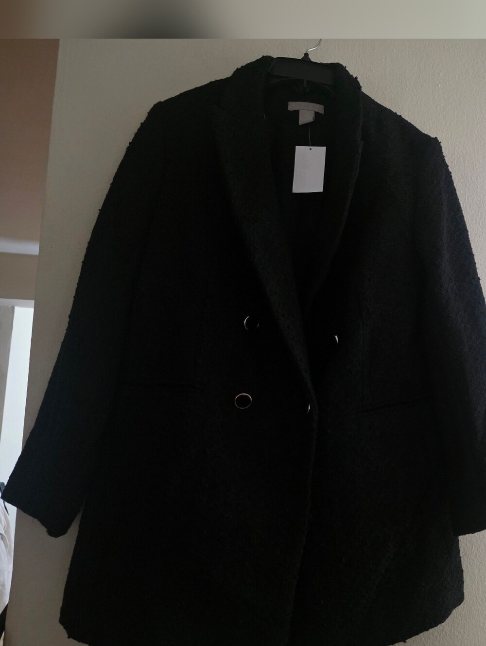 H&m Textured Woven Blazer Sz M Black. Nwt - Picture 2 of 7